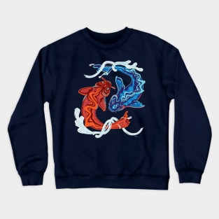 Japanese Koi Blue and Red Crewneck Sweatshirt